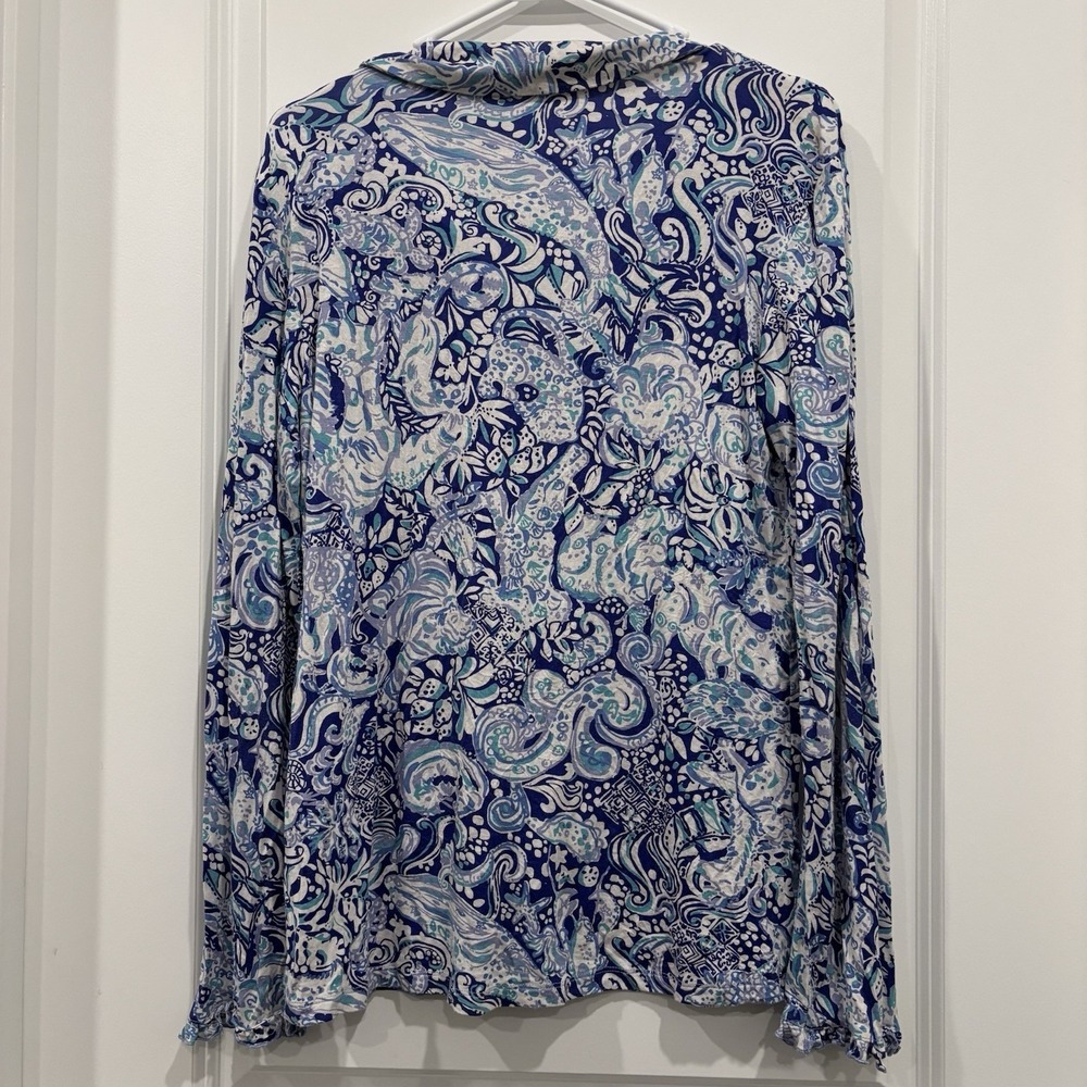 Lilly Pulitzer Womens Pajama Top Shirt 60 Animals Button Up Royal Purple Size M - Picture 5 of 5